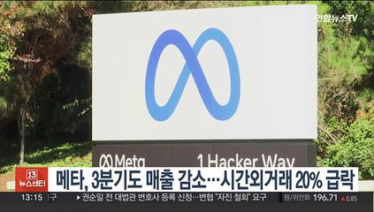 메타, 3분기도 매출 감소…시간외거래 20% 급락
