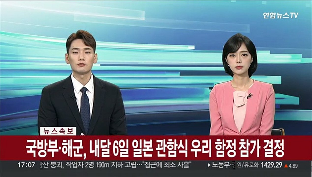 [속보] 국방부·해군, 내달 6일 일본 관함식 우리 함정 참가 결정