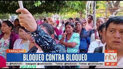 Yapacaní bloqueada por sectores sociales afines al MAS y transportistas que están en contra del paro indefinido.