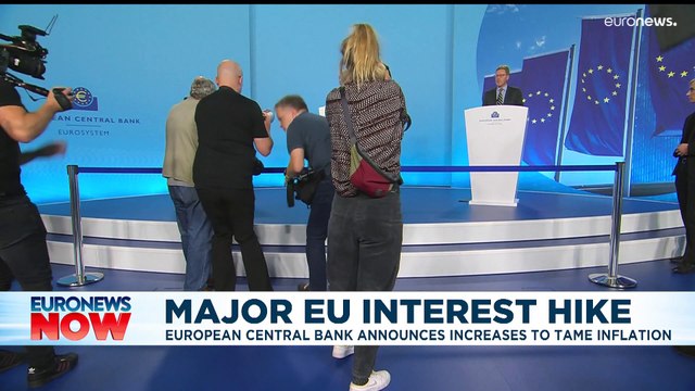 European Central Bank announces new super hike of interest rates to tame inflation