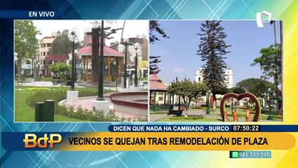 Surco: vecinos denuncian "nula" remodelación en Plaza de Armas del distrito