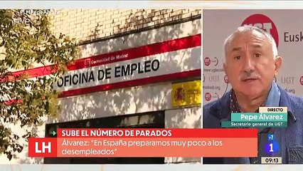 El vil argumento de Pepe Álvarez (UGT) en RTVE para no protestar por la subida del paro