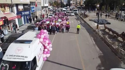 Meme kanseri farkındalığı için yürüyüş düzenlendi