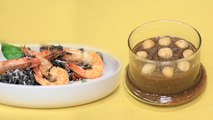 Pâtes encre de seiche crevettes , Zrir - koujinetna Haka - EP  14