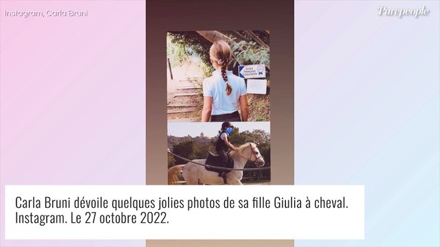 Carla Bruni maman : très longue tresse et tenue de pro, sa Giulia est une vraie petite cavalière !