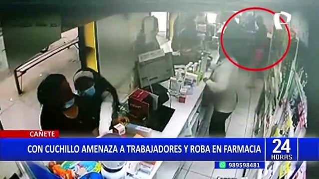 Cañete: delincuente usó cuchillo para amedrentar a trabajadores de farmacia