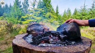 We cooked this beef for 6 hours in the forest  Wait for the crunch at the end. ASMR cooking.
