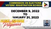 Voter registration, itinakda mula Disyembre 2022-Enero 2023
