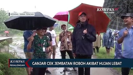 Ganjar Cek Jembatan Roboh Akibat Hujan Lebat