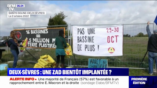 Les autorités des Deux-Sèvres craignent l'implantation d'une ZAD contre les bassines , ces réserves d'eau pour les agriculteurs