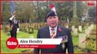 Gulf War veteran Alex Hendry laying crosses on war graves at Bishopwearmouth Cemetery
