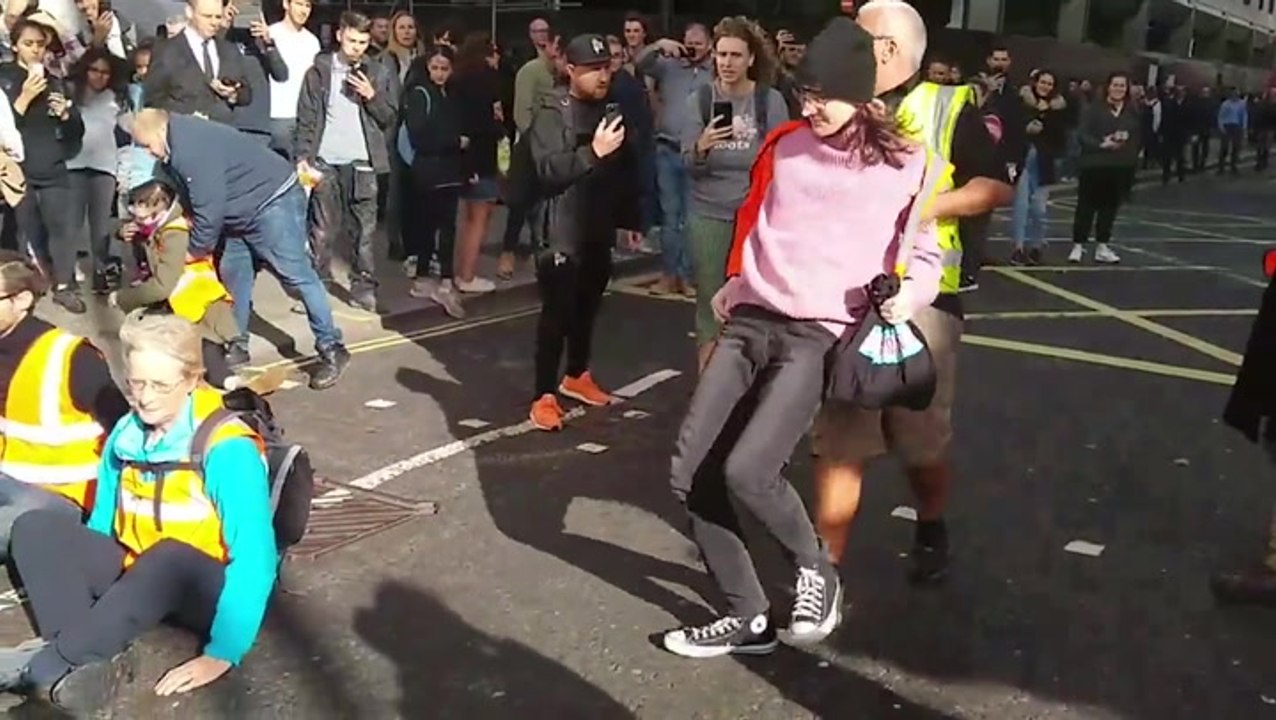 Just Stop Oil activists blocking Piccadilly dragged away by public