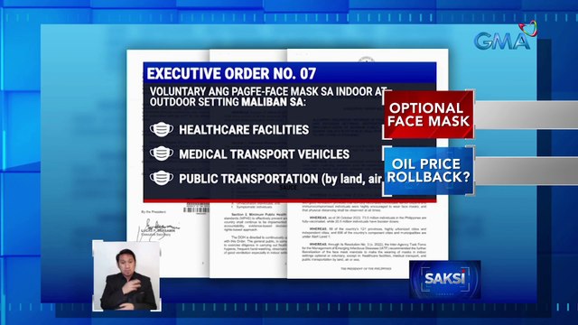 PBBM, naglabas ng EO kaugnay sa boluntaryong pagsusuot ng facemask sa indoor settings | Saksi