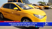 ATU: taxis independientes que circulen en Lima y Callao deberán ser de color amarillo