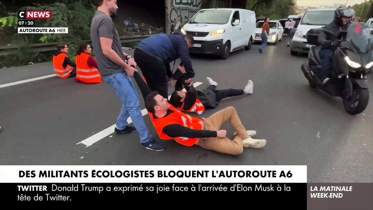 Un collectif écologiste bloque momentanément l'autoroute A6a, au sud de Paris - Des bagarres éclatent avec des automobilistes excédés