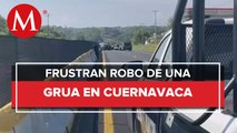 Policías de Cuernavaca y Ces frustran robo de grúa en Morelos