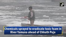 Chemicals sprayed to get rid of toxic foam in Yamuna ahead of Chhath Puja