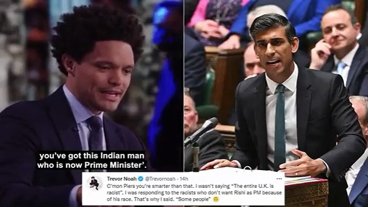 'I wasn't saying the entire UK is racist': US TV host Trevor Noah denies saying Britain was a racist country after he was accused of inventing 'backlash' against new PM - with Rishi Sunak and Sajid Javid also taking him to task