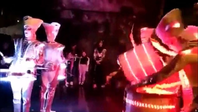 Spark drummers performing outdoors at Derry Halloween