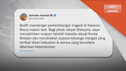 Tragedi Itaewon | Malaysia ucap takziah kepada Korea Selatan