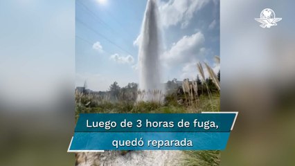Se registra megafuga de agua en Atizapán, luego del mantenimiento al Sistema Cutzamala