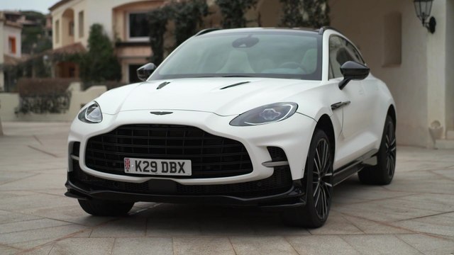 The new Aston Martin DBX707 Exterior Design in Satin Neutron White in Sardinia