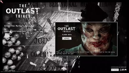 The Outlast Trials: Closed Beta (Main menu music/Song, Intro Song, Theme Song)