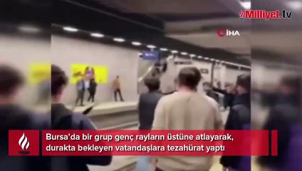 Bursa’da akılalmaz dakikalar! Metro raylarına indiler