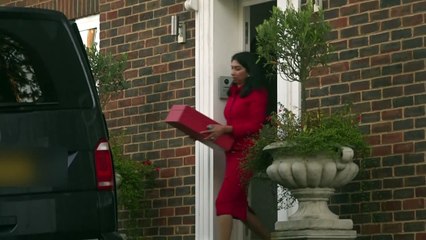 Suella Braverman seen leaving home on Monday morning