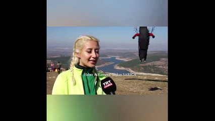 Kadın sporcu 'kazasız belasız oldu' dediği an üstüne paraşüt düştü