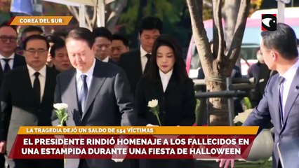 El presidente rindió homenaje a los fallecidos en una estampida durante una fiesta de Halloween