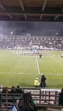 Derry City players after performing guard of honour for Rovers