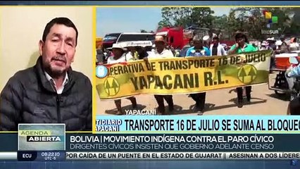 Movimiento indígena de Bolivia ofrece resistencia al paro cívico