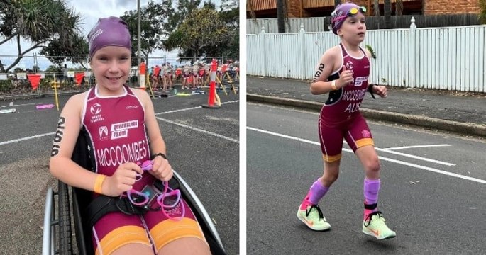 Une petite fille de 10 ans termine un triathlon alors que ses médecins lui avaient dit qu'elle ne marcherait jamais