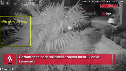 Park halindeki araçtan hırsızlık anları kamerada