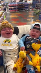 Funny twins babies reaction cute baby