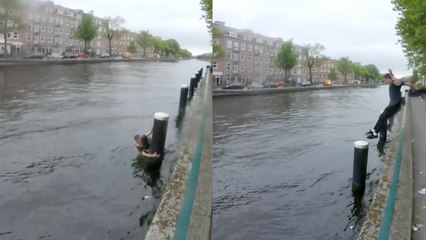 Man's 'Parkour Water Challenge' ends in a SPLASHING disaster