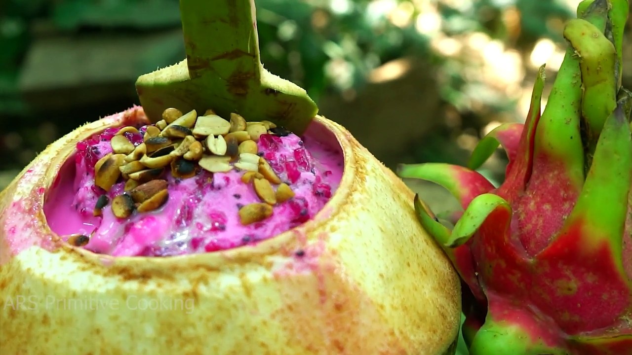 How To Make Ice Cream In Forest   Make Dragon & Coconut Ice Cream In Forest   Fruit Ice Cream