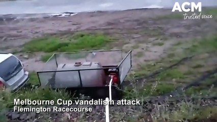 Sludge poured onto Melbourne Cup track