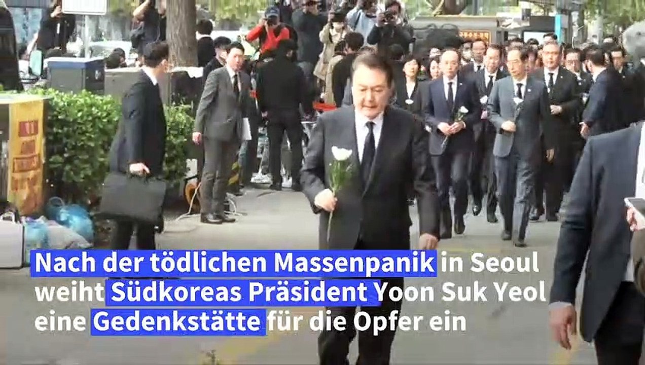 Massenpanik in südkorea: schuhe der opfer zur abholung aufgereiht