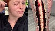 This GORY zombie leg makeup is the ideal Halloween look