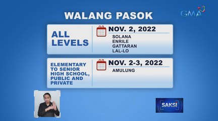 Pasok sa ilang lugar, kanselado dahil sa Bagyong Paeng