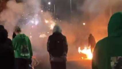 Fireworks set off as blaze burns on Dundee road amid disorder