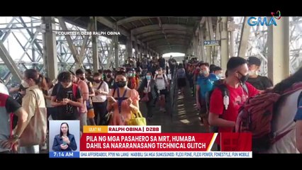 Pila ng mga pasahero sa MRT, humaba dahil sa nararanasang technical glitch | UB