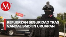 Refuerzan presencia de policías en Uruapan y Zamora tras quema de vehículos