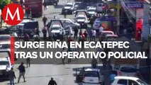 Riña entre comerciantes y funcionarios de Ecatepec tres lasionados y tres detenidas