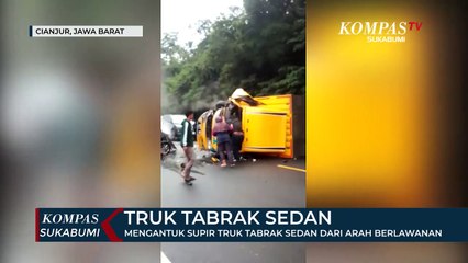 Mengantuk Supir Truk Tabrak Sedan Dari Arah Berlawanan