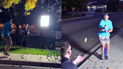 رقم جديد في غينيس: رجل يقطع 56 تفاحة في الهواء وهو يقفز على عصا البوجو