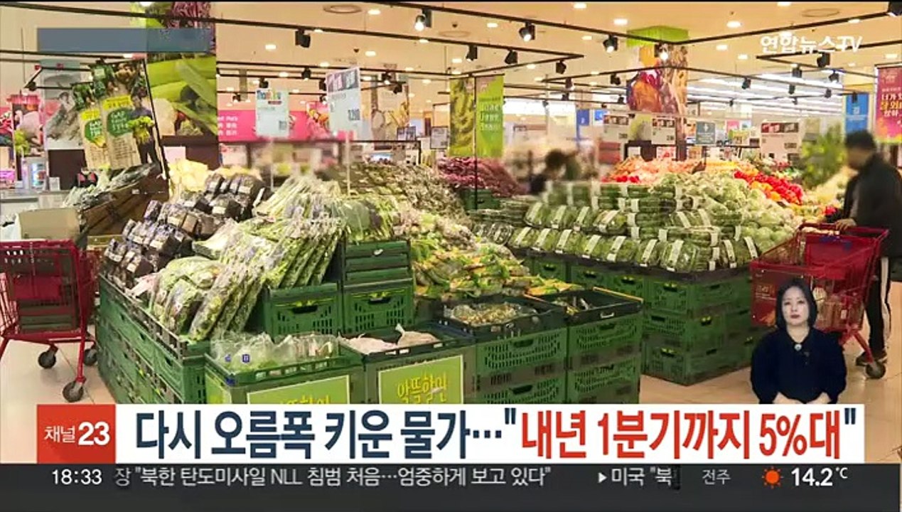다시 오름폭 키운 물가…"내년 1분기까지 5%대"