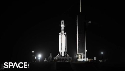 SpaceX Falcon Heavy goes vertical ahead of Space Force launch in time-lapse